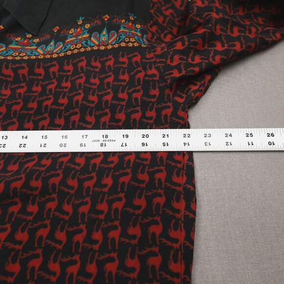 90s Stunt Collections 100% Silk Western Shirt Womens Medium Stag Deer Pattern - Picture 2 of 12